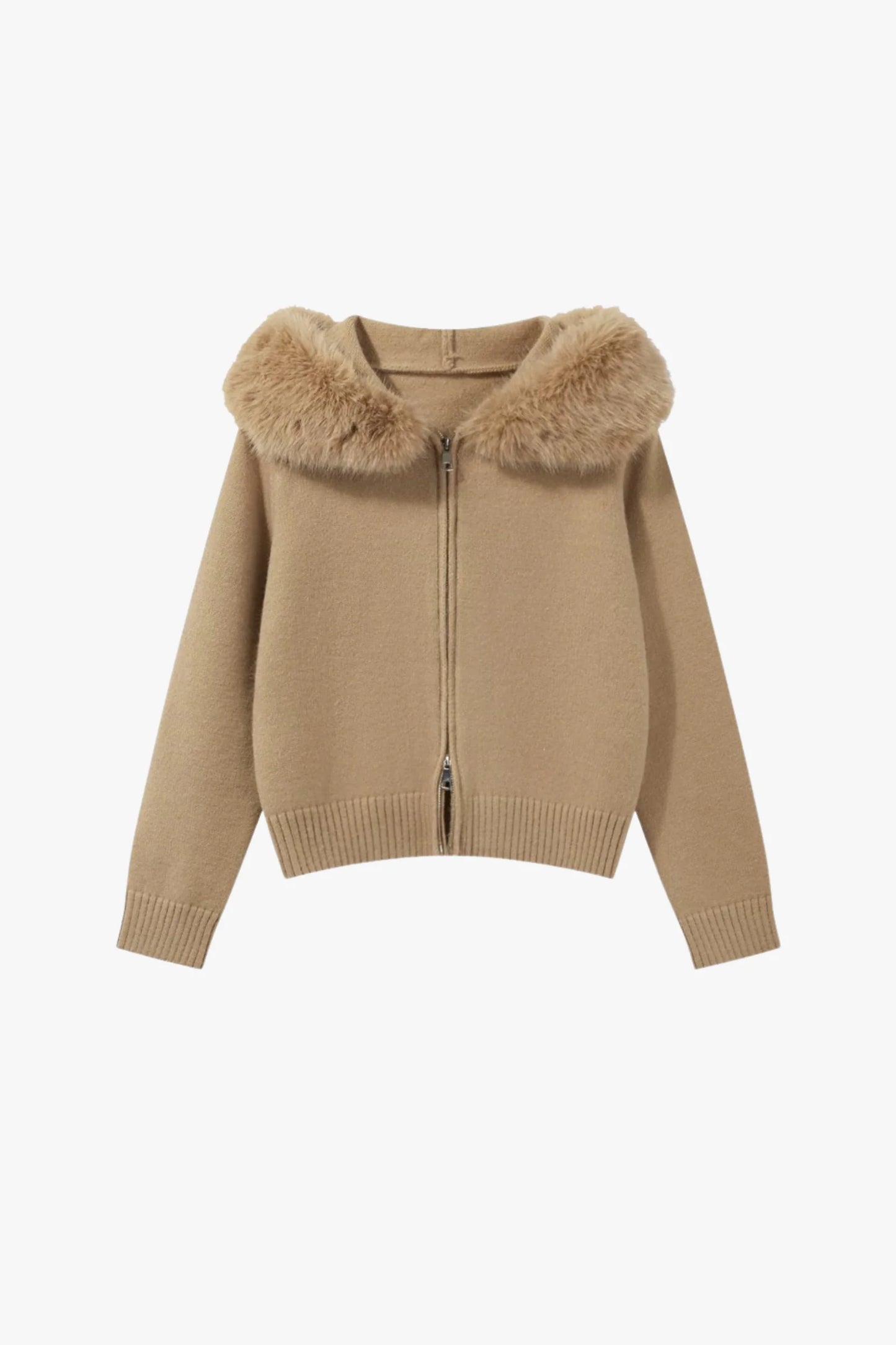 MOREVIA – STRICKJACKE MIT KUNSTFELLKRAGEN